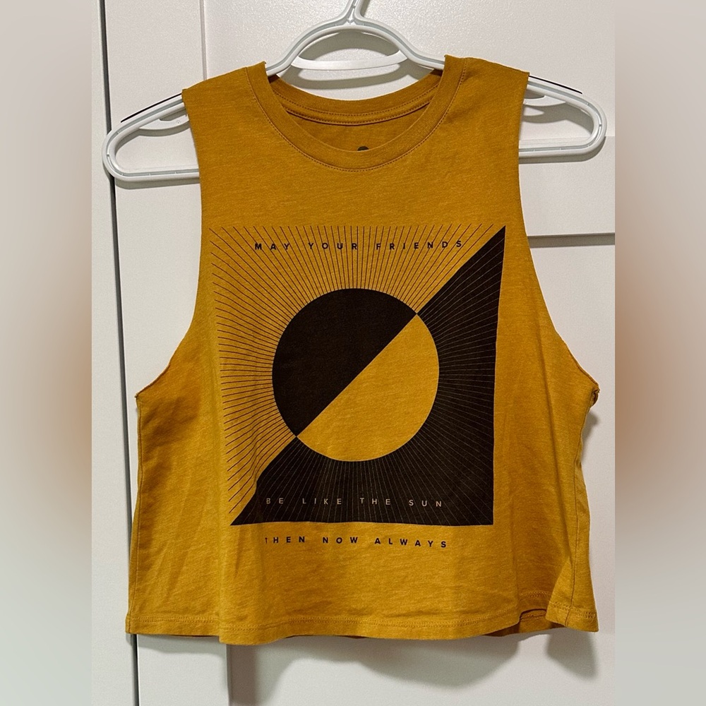 Mustard Yellow Graphic Tank – “Be Like the Sun” – Size M